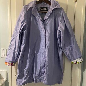 Totes rain jacket with hood and floral lining. Size XL
